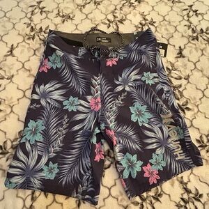NWT Hurley Shorts Mens 28 Blue Board Shorts Obsidian Outdoors Beach Surf